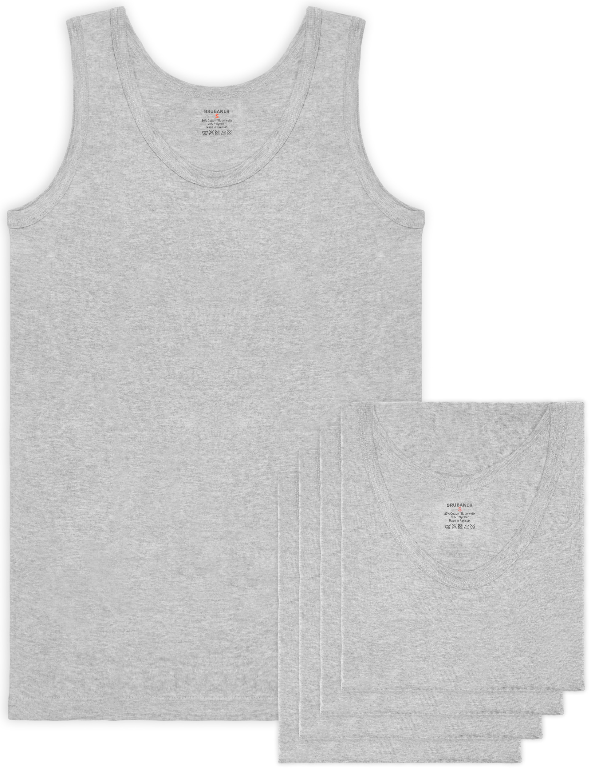 Brubaker Er Pack Herren Unterhemden Tank Tops Baumwolle Extra Lang