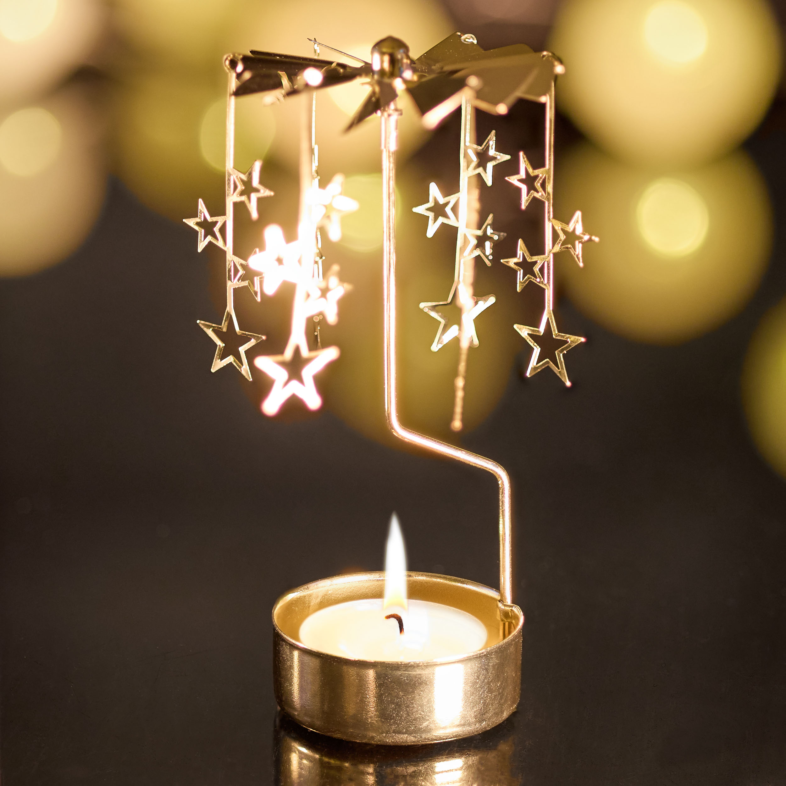 Teelichthalter Weihnachten Sterne Metallpyramide Tischkarussel 6,5 x 13,5cm - Bild 8 von 13
