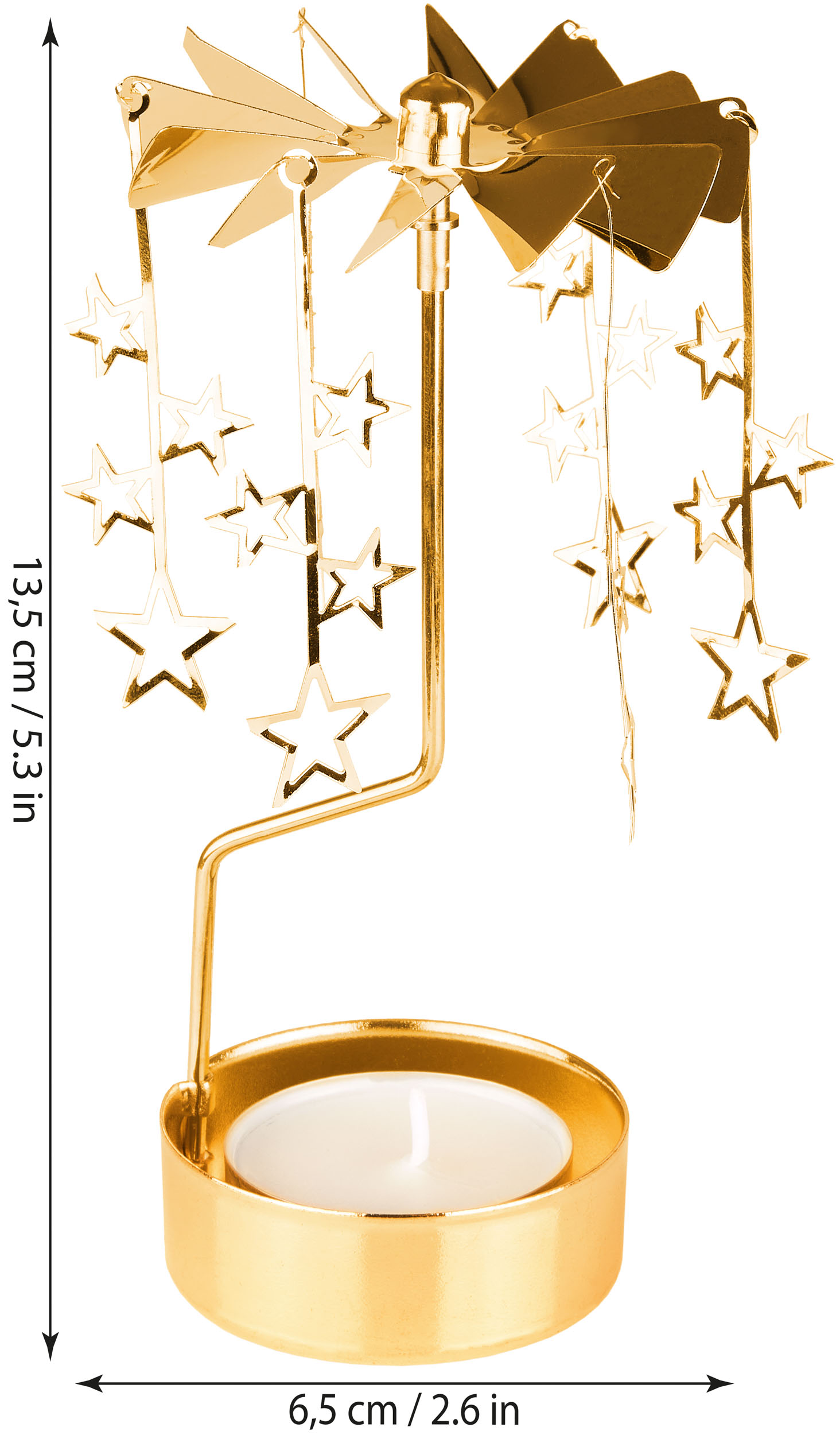 Teelichthalter Weihnachten Sterne Metallpyramide Tischkarussel 6,5 x 13,5cm - Bild 12 von 13