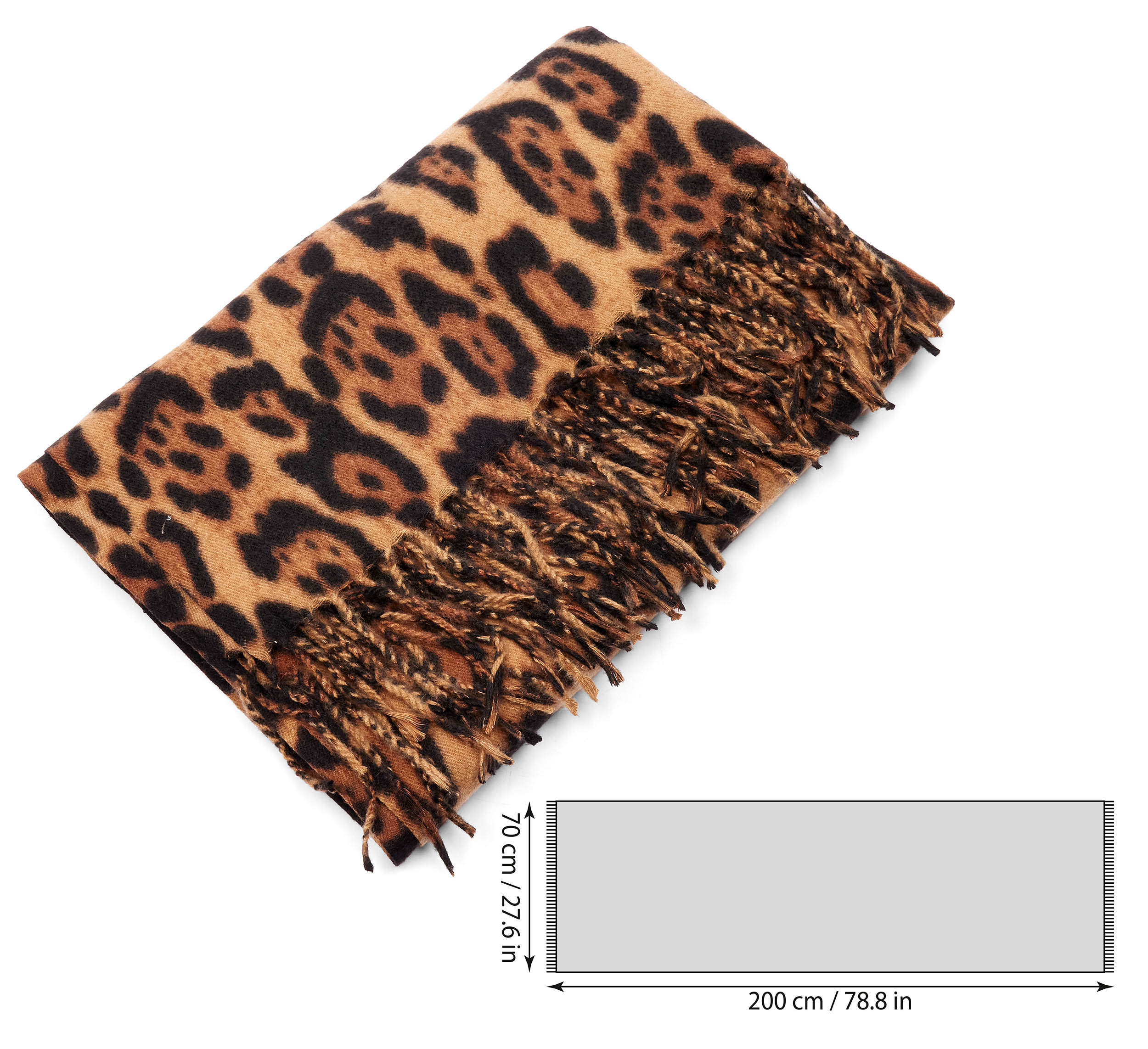 Damen Schal Winter Cashmirillo Leopard 70 x 200 cm Stola Pashmina große Schals