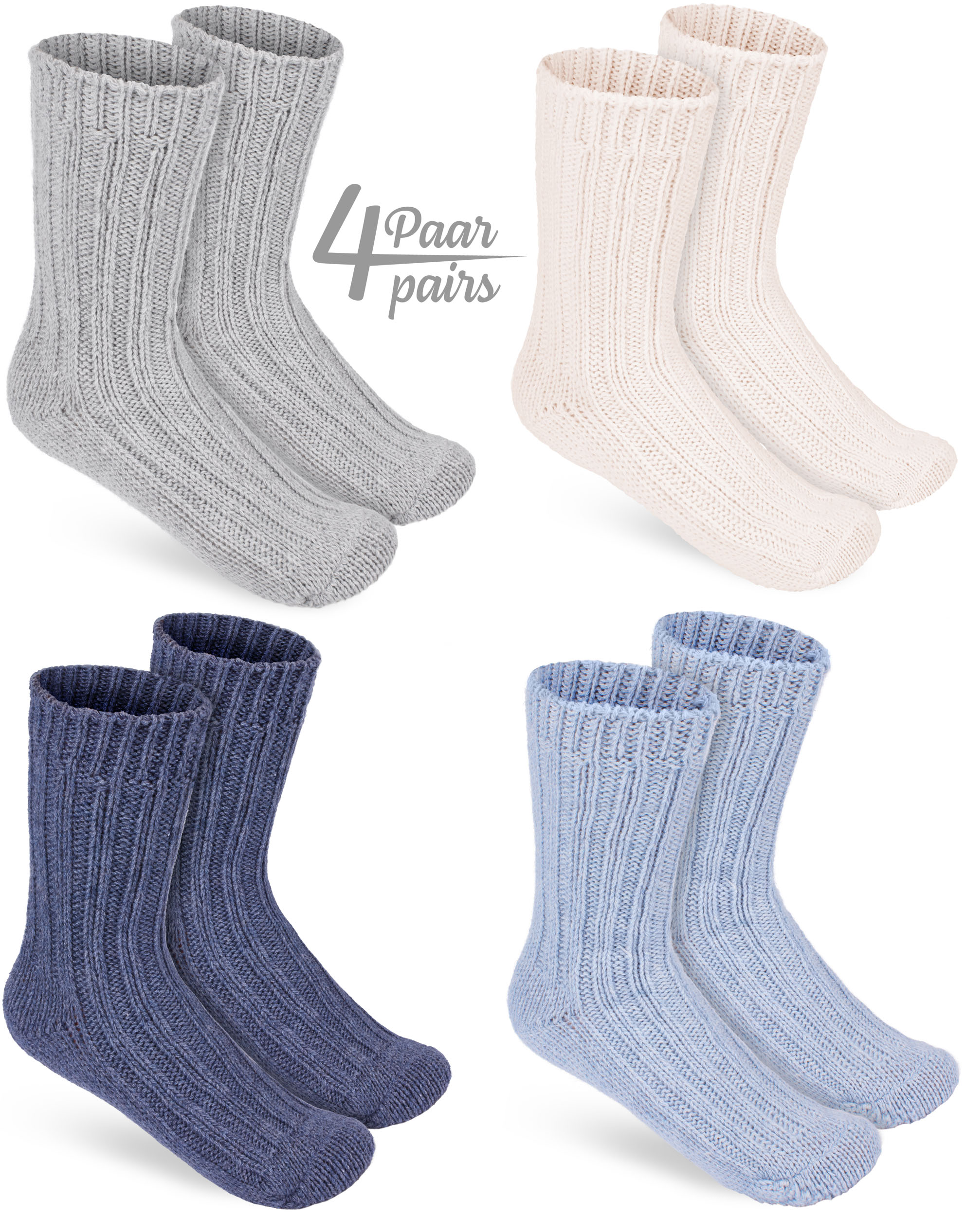 4 Pairs Boys Girls Knit Socks Warm Outdoor Socks with Sheep Wool Kids 1-8 Years - Picture 7 of 35