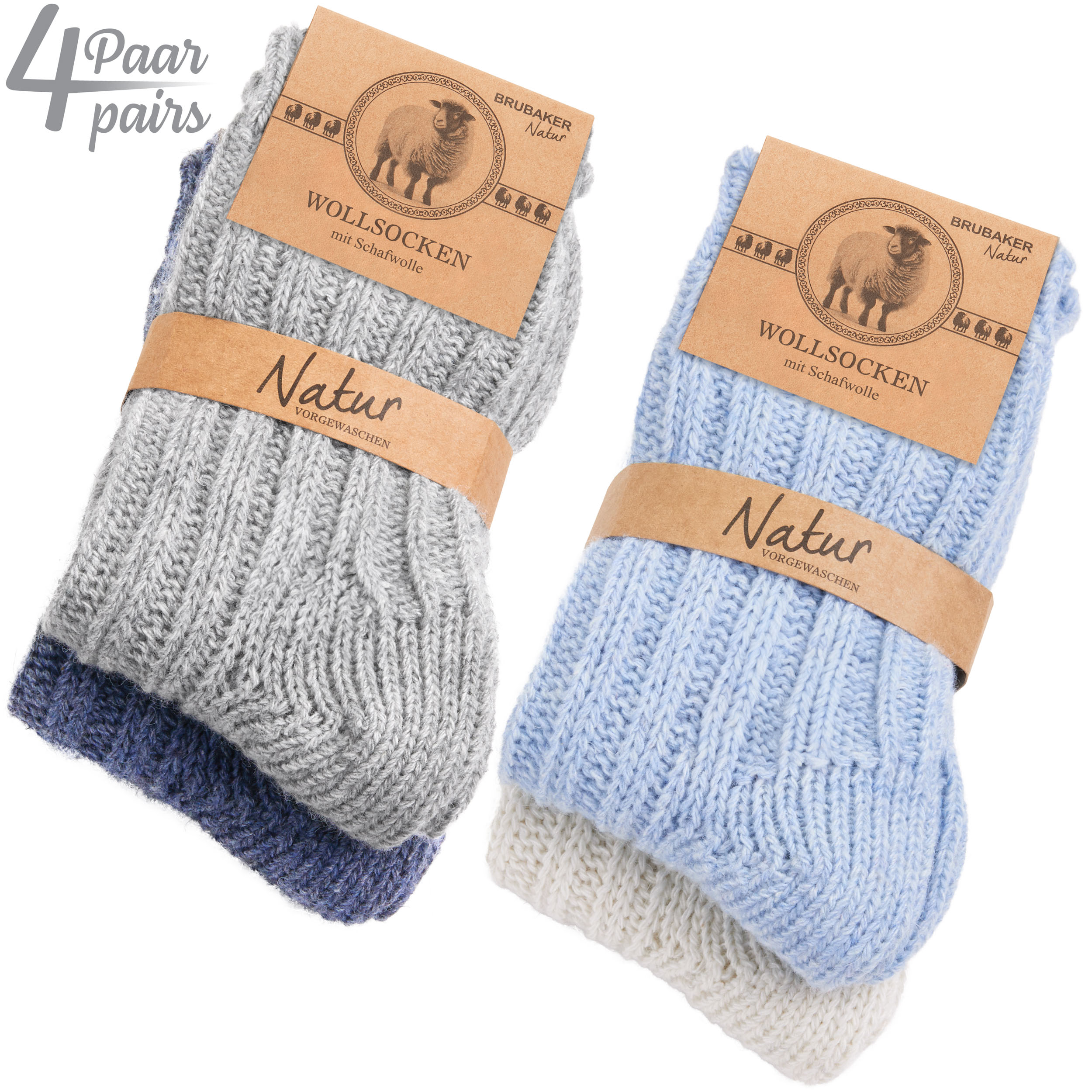 4 Pairs Boys Girls Knit Socks Warm Outdoor Socks with Sheep Wool Kids 1-8 Years - Picture 13 of 35