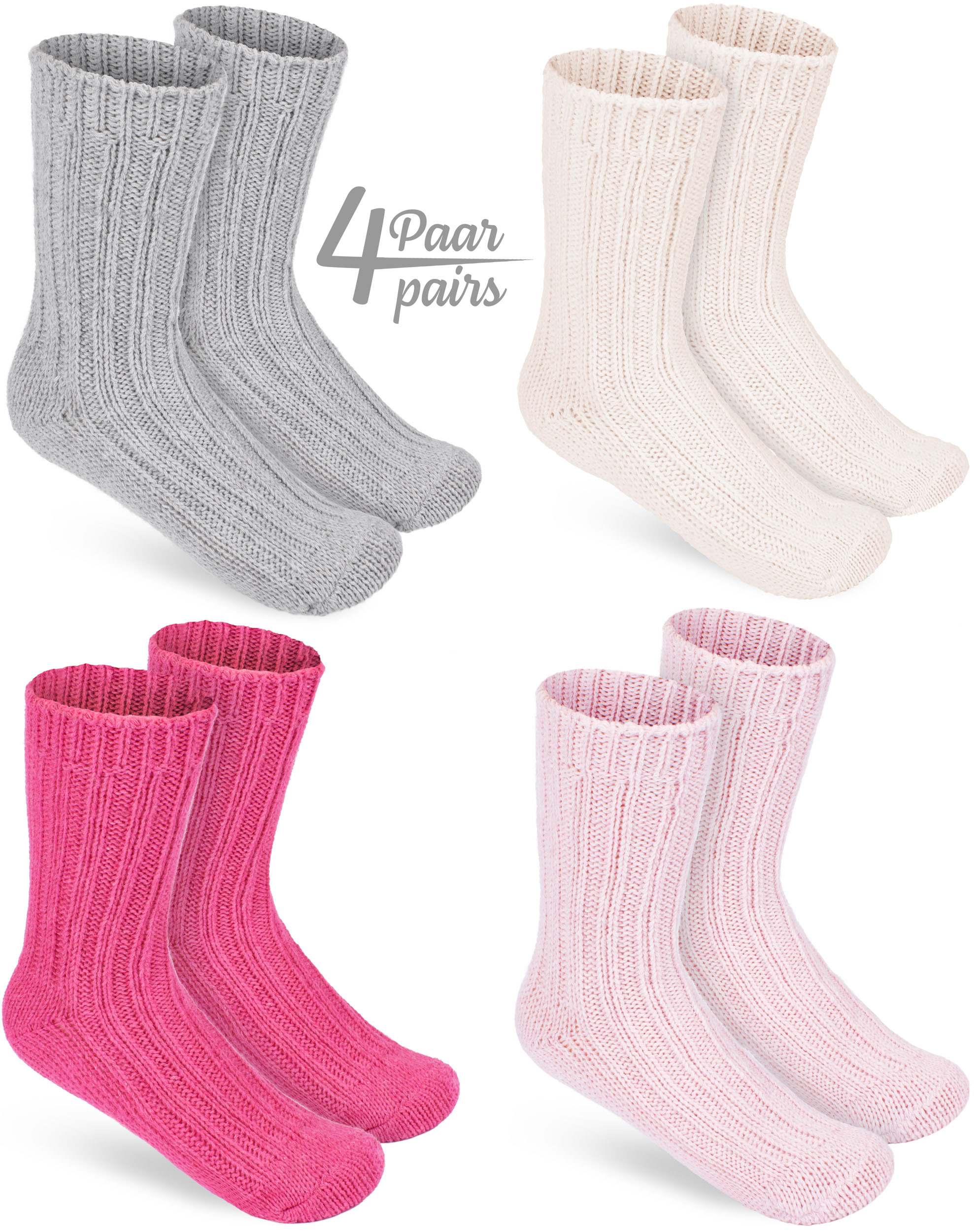 4 Pairs Boys Girls Knit Socks Warm Outdoor Socks with Sheep Wool Kids 1-8 Years - Picture 17 of 35