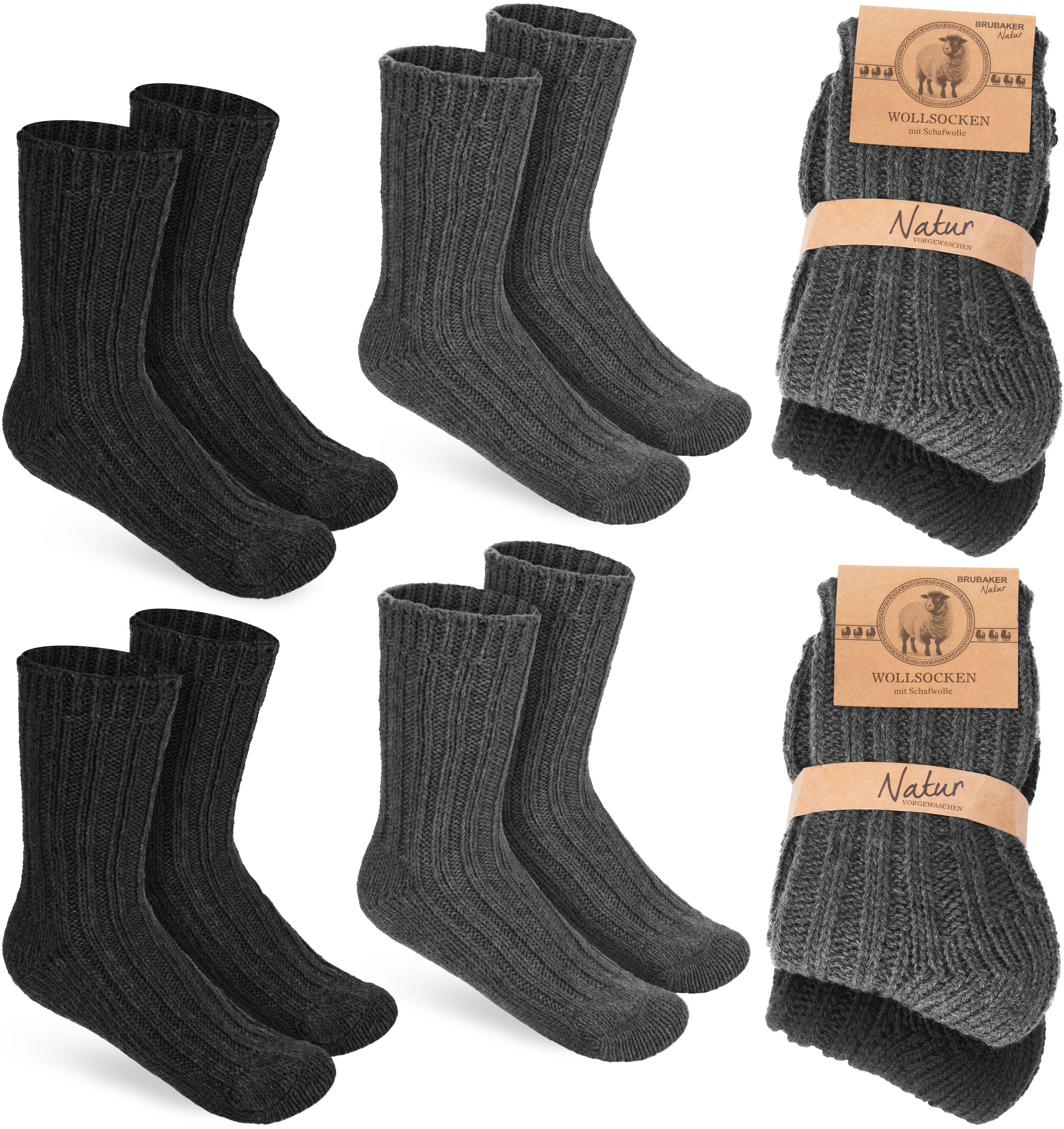 4 Pairs Boys Girls Knit Socks Warm Outdoor Socks with Sheep Wool Kids 1-8 Years - Picture 24 of 35