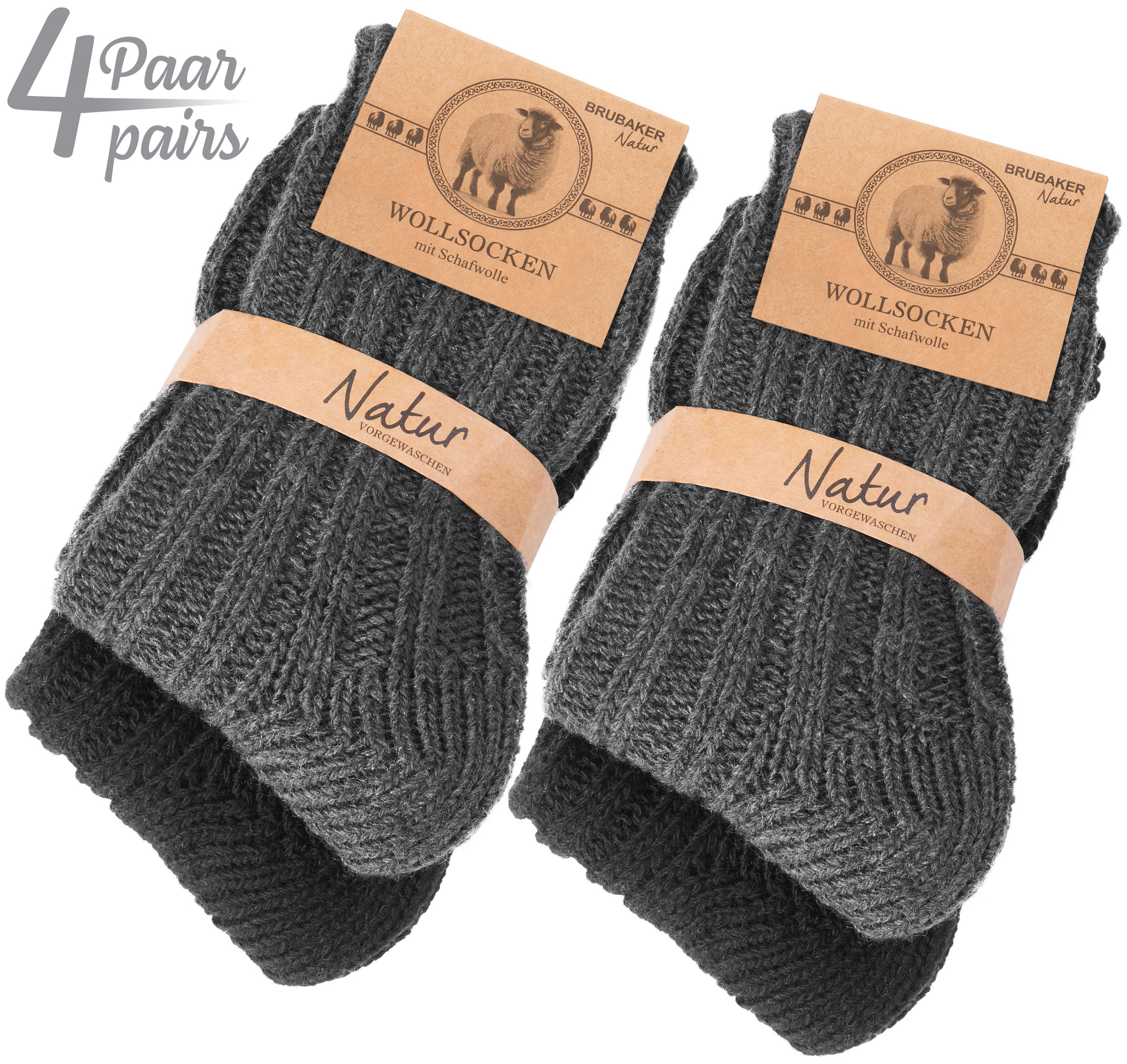 4 Pairs Boys Girls Knit Socks Warm Outdoor Socks with Sheep Wool Kids 1-8 Years - Picture 29 of 35
