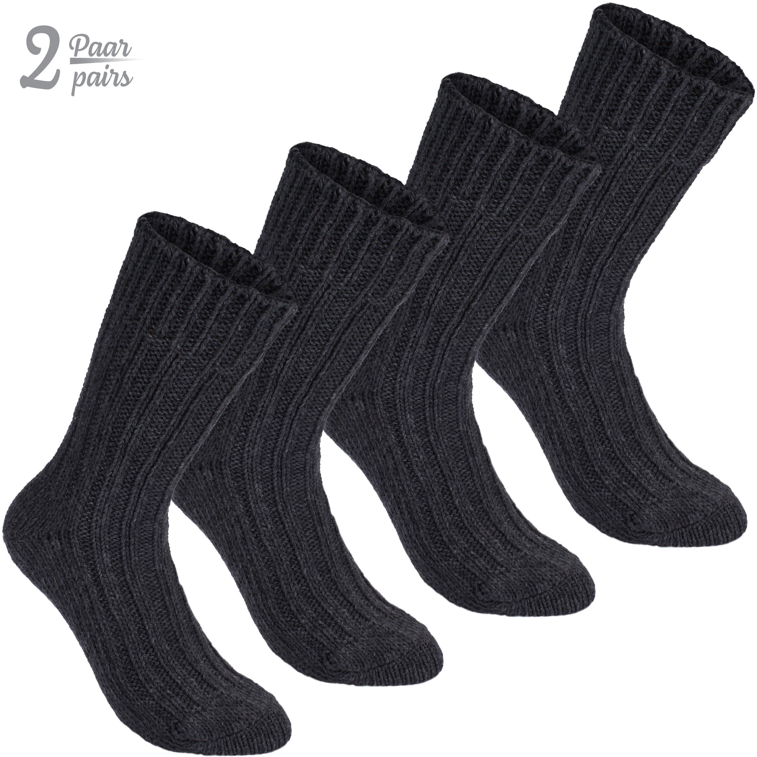 2 Paar Wollsocken Wintersocken Herren Damen Socken mit Schafswolle Stricksocken