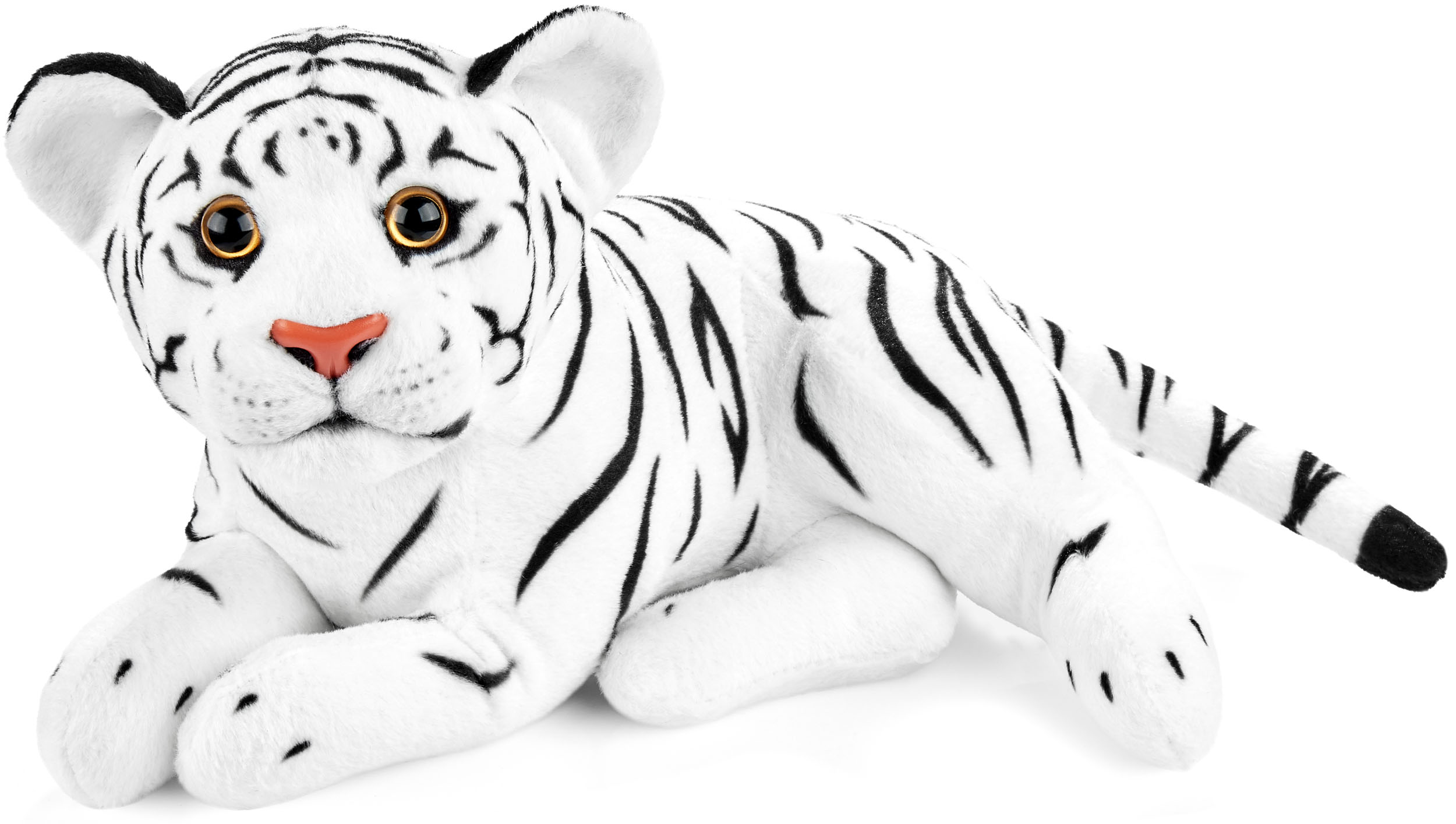 Plüschtier Tiger Kuscheltier Stofftier Plüschtiger Klein Schlaftier Liegend 30cm