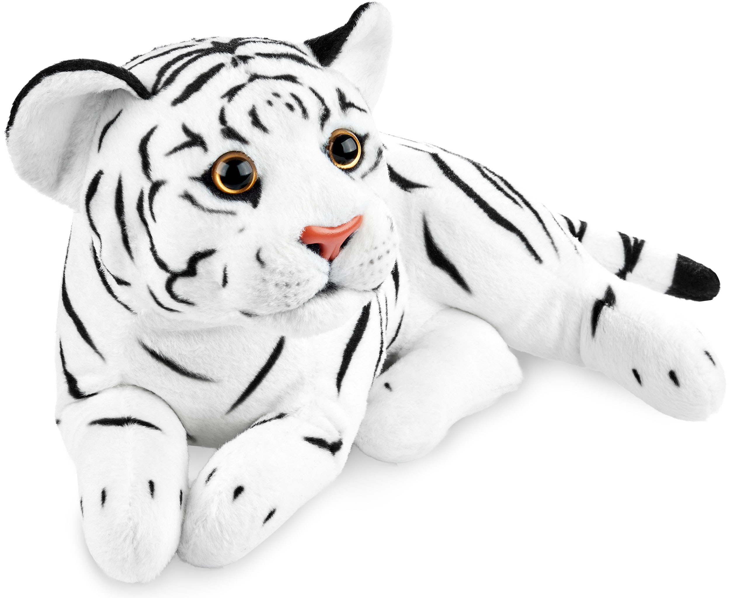 Plüschtier Tiger Kuscheltier Stofftier Plüschtiger Klein Schlaftier Liegend 30cm